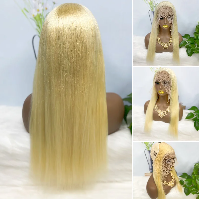 Full - lace wig with a natural - looking hairline for a seamless appearance13*4 Lace Wig Straight  Natural Human Hair Lace Wigs Color 613# 200% Density