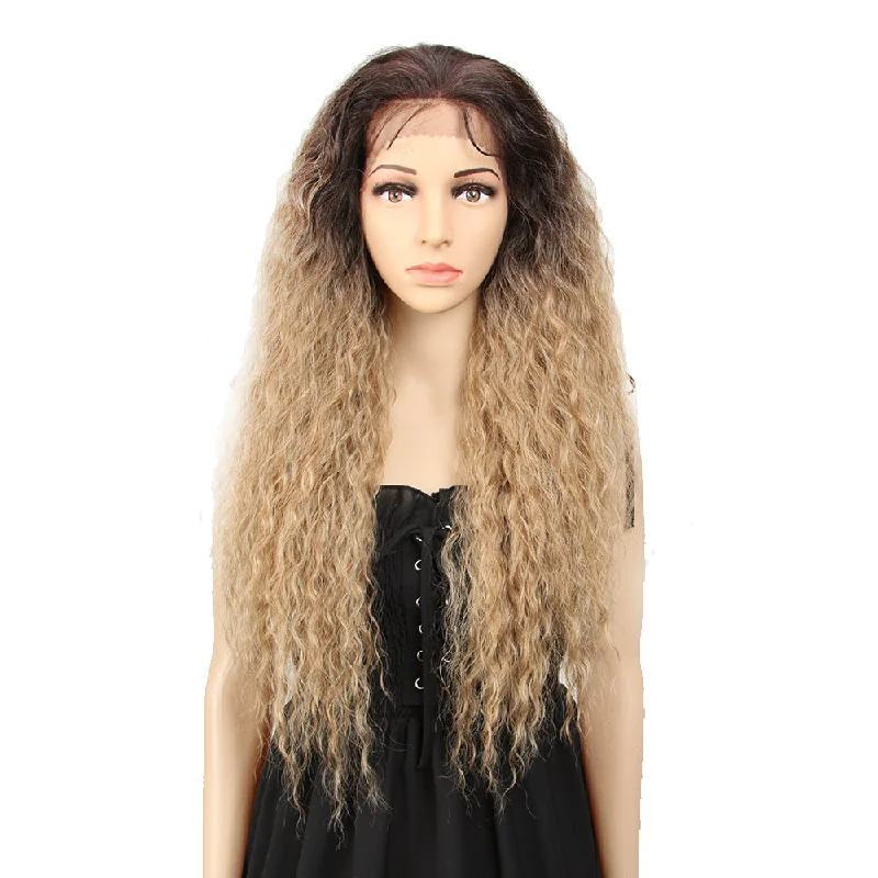 Lace wig with a side - swept bang for a sophisticated look13*4 Lace Frontal 30 Inch Long Curly Wave Dirty Blonde Wig | Beyonce