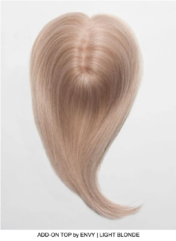 Human - hair wig with a straight texture for a sleek and minimalist lookAdd-On Top Human Hair / HF Synthetic Blend Topper