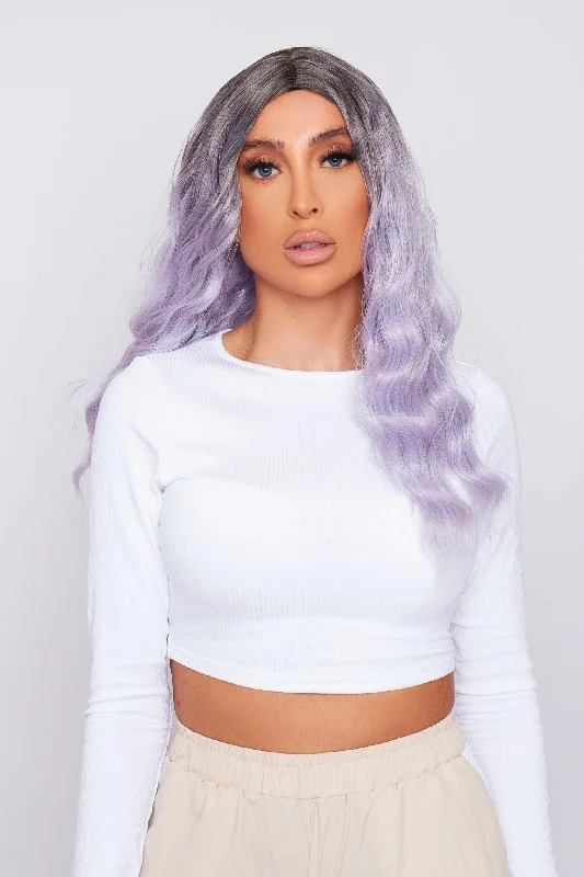 Adjustable - cap lace wig for a comfortable fitALISHA 20” Purple No Lace Synthetic Wig