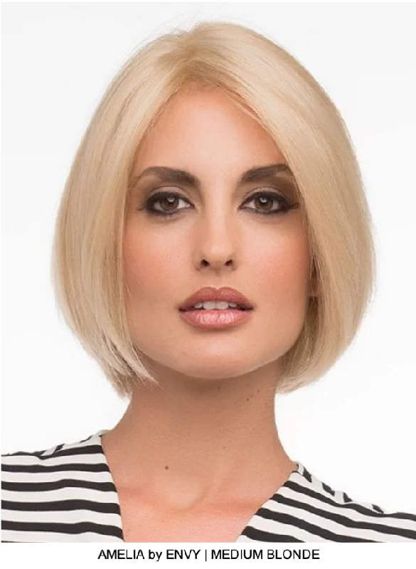 Human - hair wig with a middle - part for a classic and elegant styleAmelia Human Hair Lace Front Wig (Hand-Tied)