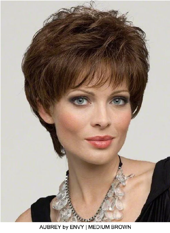 Human - hair wig with a straight texture for a sleek and minimalist lookAubrey Human Hair / HF Synthetic Blend Wig (Hand-Tied)