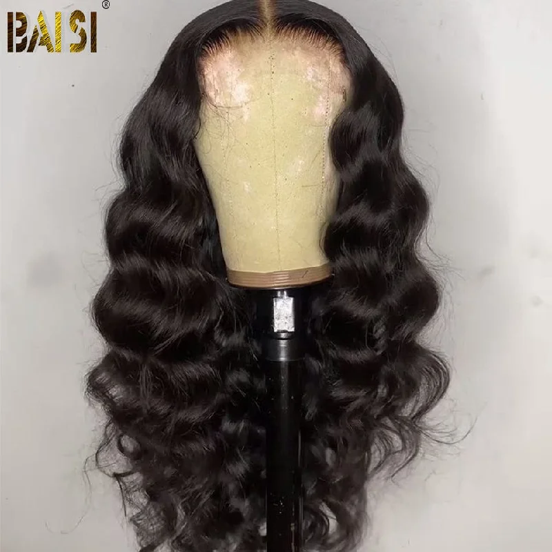 Lace wig with a pre - plucked hairline for a more natural lookBAISI 10A 210% Density Natural Wave Wig