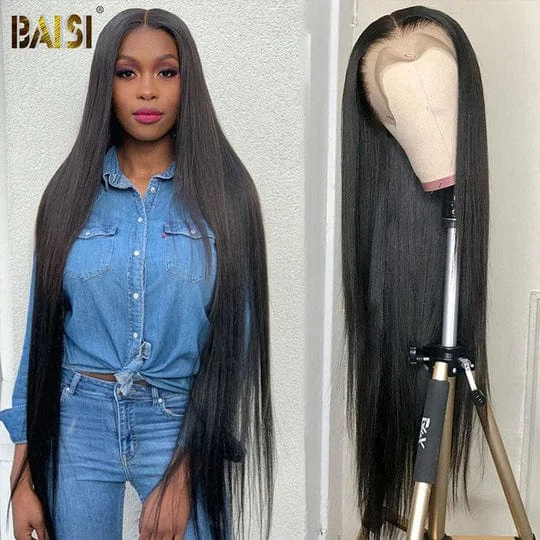 Lace wig with a side - part for a more flattering lookBAISI 10A 13X4 Lace Frontal Wig Human Hair Wig