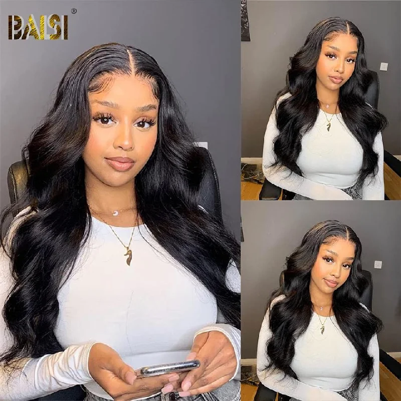 Lace wig with a silk - base cap for a comfortable and smooth feelBAISI 12A Bleached Knots Body Wave Wig Preplucked