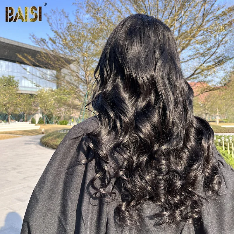 Lace wig with a 200 - density for a full and thick appearanceBAISI 4X4 Closure Wig Human Hair Wig