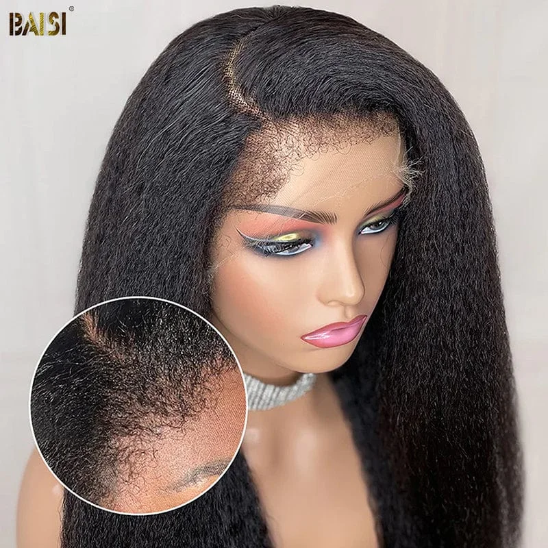 Synthetic lace wig with a heat - resistant formulaBAISI 4C Hairline 13x4 HD Lace Front Wig