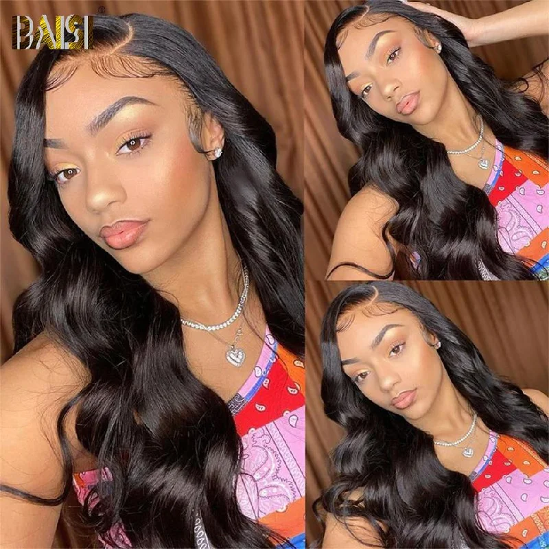 Lace wig with a platinum - blonde color for a bold and trendy lookBAISI HD Invisible Lace Frontal Wig