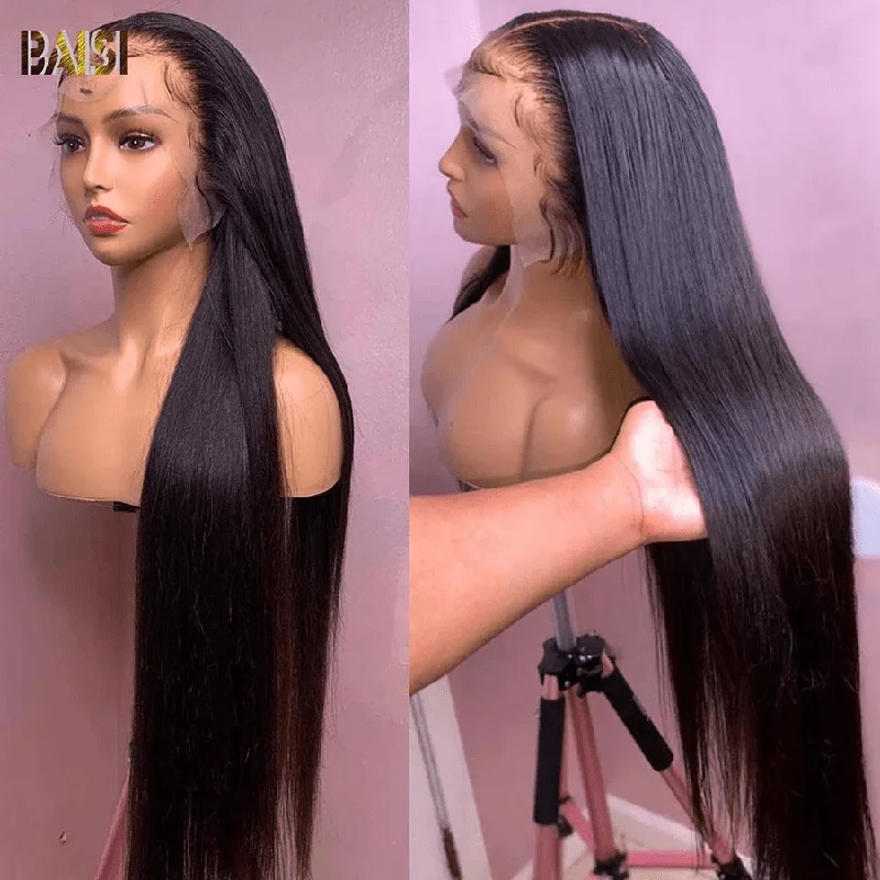 Lace wig with a wavy texture for a beachy lookBAISI 12A Long length 32-40 Frontal Lace Human Hair Wig