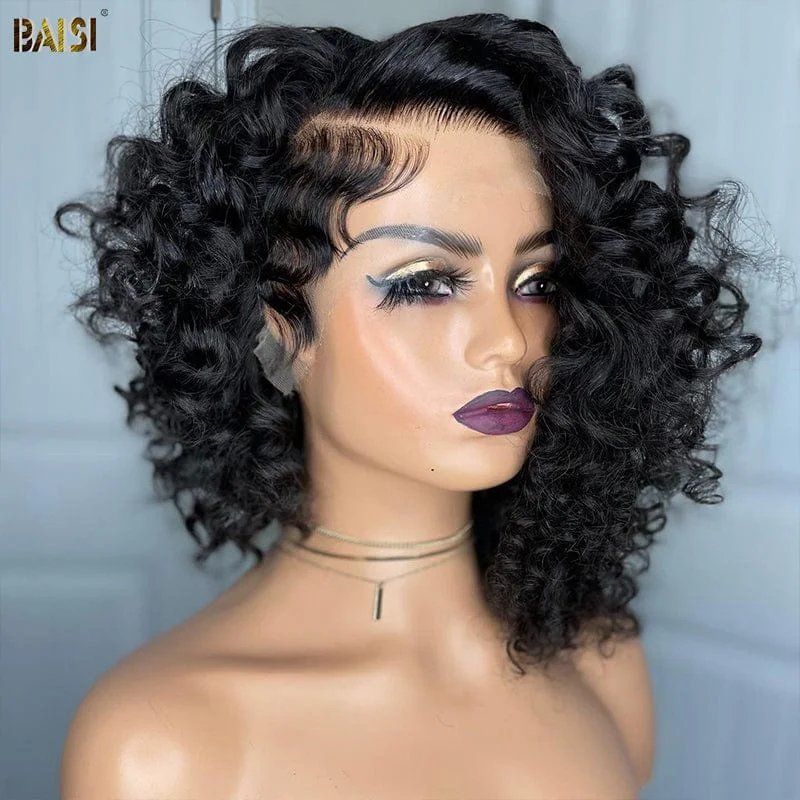 Lace wig with a wavy texture for a beachy lookBAISI Perfect Layered Cut Black Wavy Wig