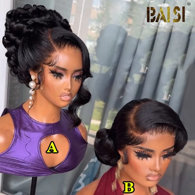 Lace wig with a 200 - density for a full and thick appearanceBAISI Perfect Updo Ponytail Style Lace Wig For Wedding