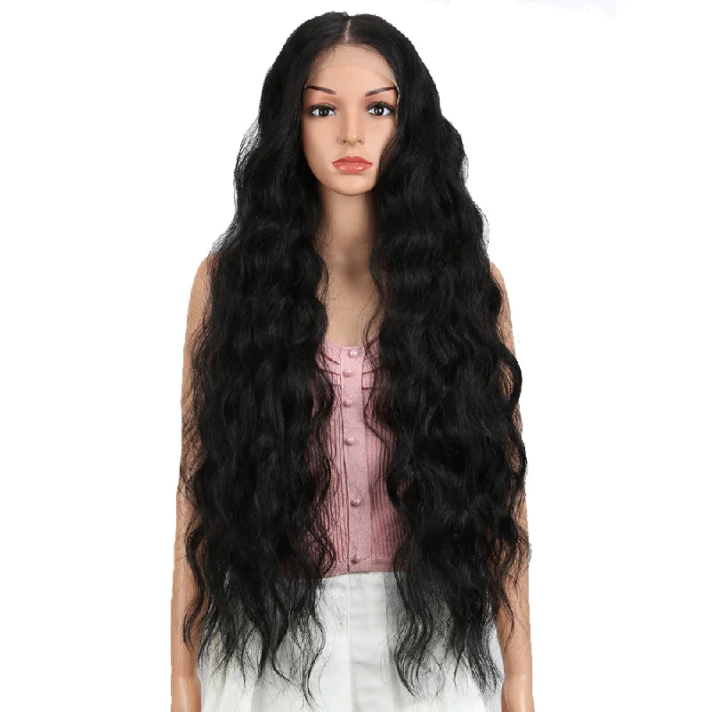 Synthetic lace wig with a heat - resistant formula13*6 Long Wavy 31 inch Black Wig | BONI