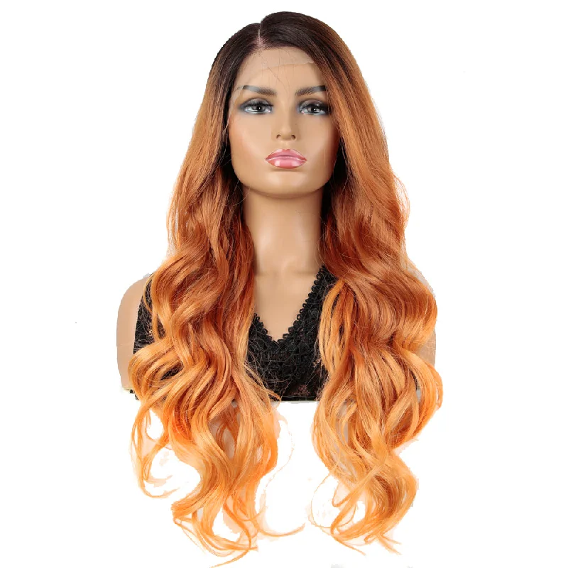 Lace wig with a 13x4 lace frontal for a wide - parting areaNOBLE Easy 360 Synthetic HD Lace Frontal Wigs For Women| 29 Inch Loose Wave | Orange Arika