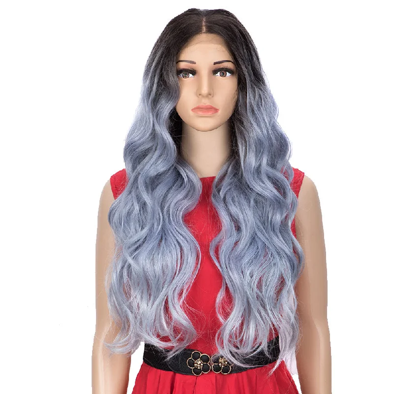 Lace wig with a side - swept bang for a sophisticated lookNOBLE Easy 360 Synthetic Lace Front Wig | 28 Inch Body Wave | Floral Purple | Grace