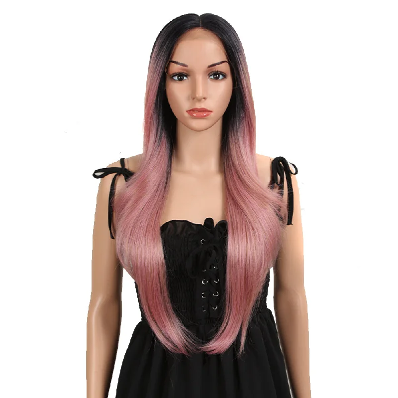 Lace wig with a curly texture for a bold and stylish choiceNOBLE Easy 360 Synthetic Lace Front Wig | 28 Inch Long Straight | Rose Pink | Agatha