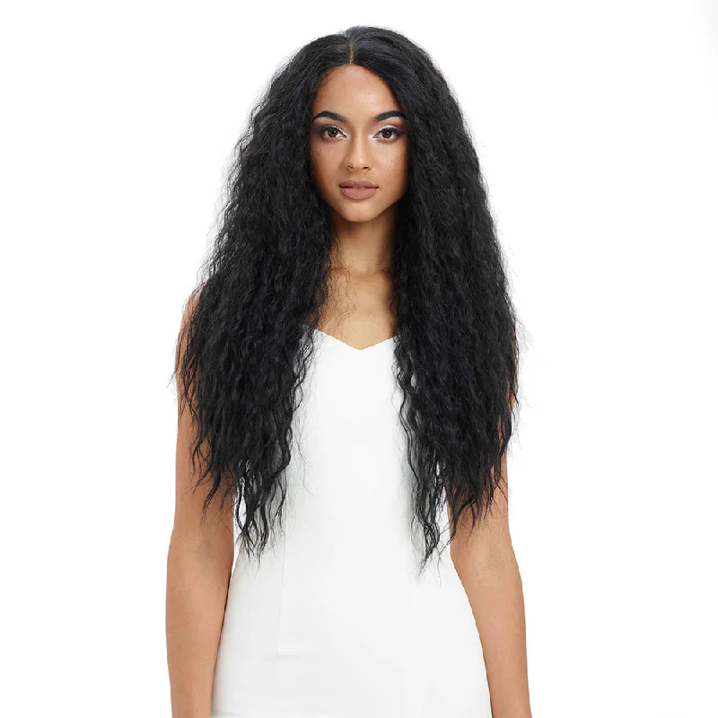 Human - hair lace wig for a luxurious and natural feelEasy 360 Lace Front 29 Inch Long Curly Wave | Natural Black | Aurora