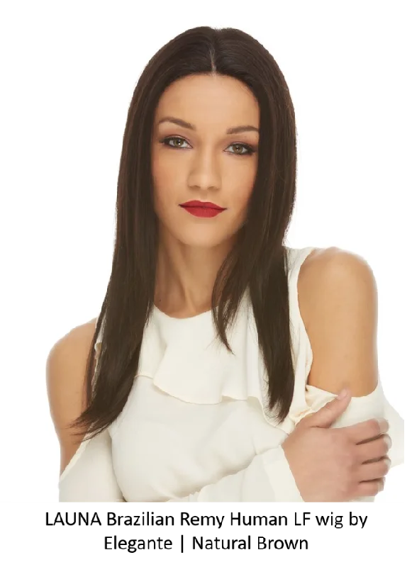 Human - hair wig with a pre - bleached knot for a natural - looking scalpLuana LF Brazilan Remy wig (Basic Cap)