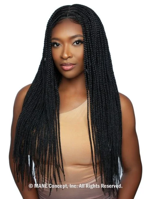 Lace wig with a 13x4 lace frontal for a wide - parting areaMane Concept HD Inspire Braid Lace Wig - RCHB213- WHOLE LACE DIAMOND CORNROW BOX BRAID 28"