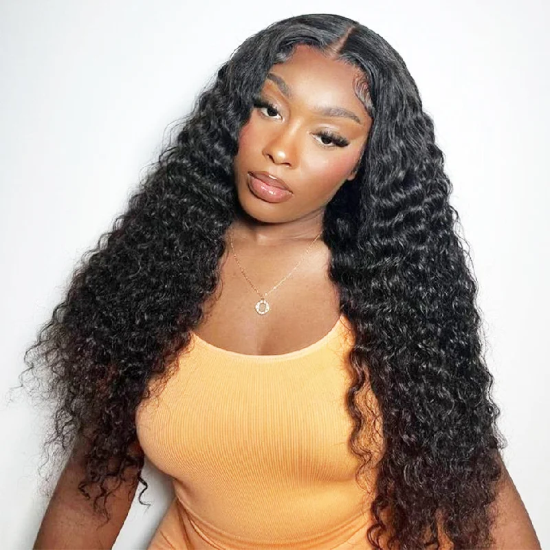 Lace wig with a natural - looking root for a more realistic lookMORE FACE Water Wave V Part Wig With No Leave Out Natural Wave GLueless Human Hair Wig