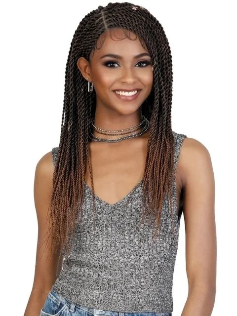 Synthetic lace wig with a heat - resistant formulaMotown Tress HD Invisible Premium Hand-Tied Lace Han-Braided Wig - WLBII.SN26