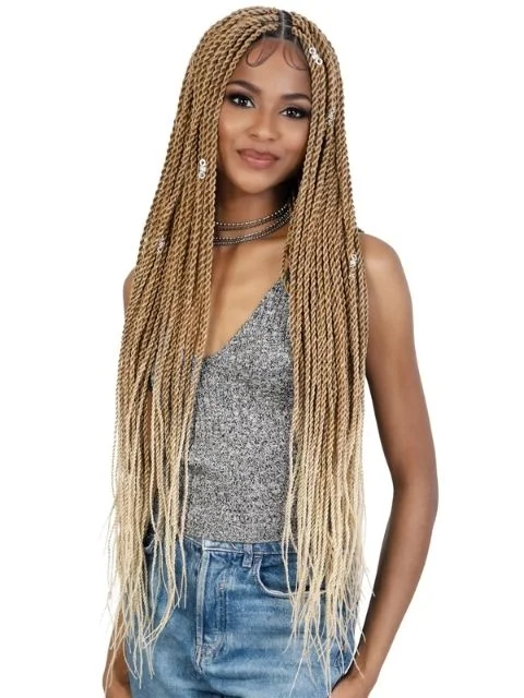 Lace wig with a curly texture for a bold and stylish choiceMotown Tress HD Invisible Premium Hand-Tied Lace Han-Braided Wig - WLBII.SN36