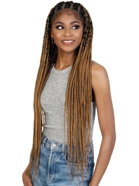 Lace wig with a pre - bleached knot for a natural - looking scalpMotown Tress HD Invisible Premium Hand-Tied Lace Han-Braided Wig - WLBII.XBOX