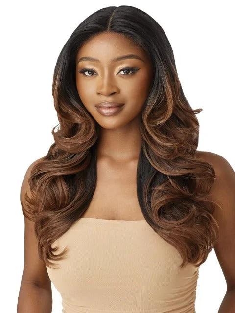 Lace wig with a wispy fringe for a soft and feminine lookOutre HD Transparent Glueless Lace Front Wig - BRENAE