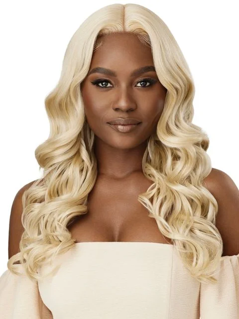 Lace wig with a wispy fringe for a soft and feminine lookOutre HD Transparent Glueless Lace Front Wig -HASEENA