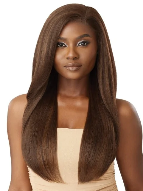 Lace wig with a wispy fringe for a soft and feminine lookOutre Melted Hairline Premium Synthetic Glueless HD Lace Front Wig - KAIRI