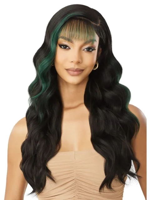 Lace wig with a honey - blonde color for a warm and sunny appearanceOutre SleekLay Part HD Transparent Deep C Lace Front Wig - NAILANI