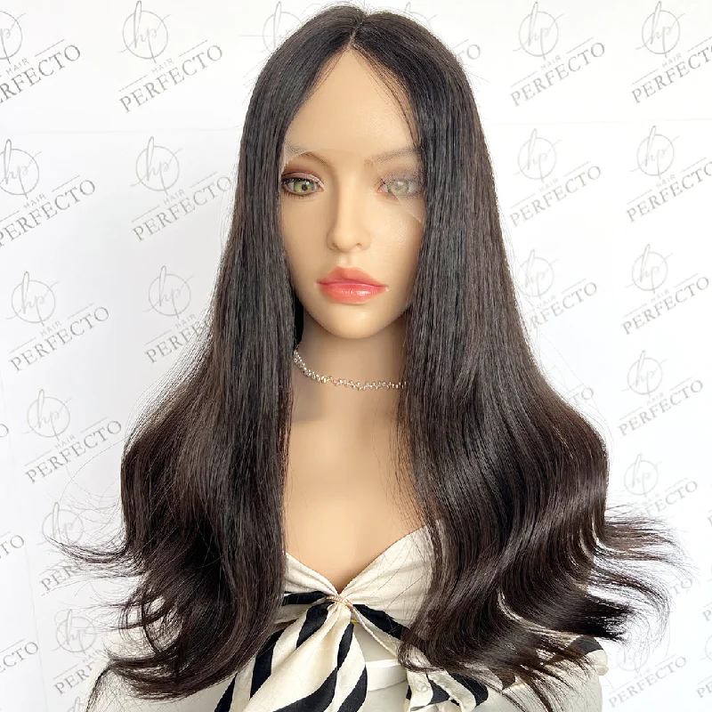 Lace wig with a wavy texture for a beachy lookPremium Lace Top Virgin Human Hair Wig - Nora