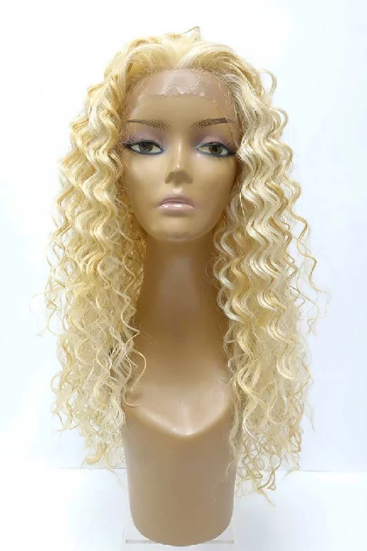 Lace wig with a side - part for a more flattering lookSanya | Synthetic Long Curly Lace Front Wig