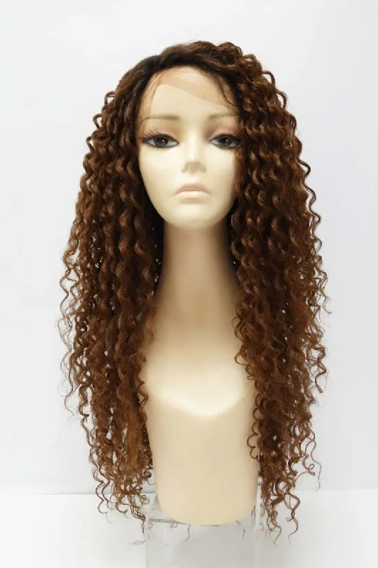 Lace wig with a silk - base cap for a comfortable and smooth feelTESLA | Synthetic Curly Long Lace Front Wig