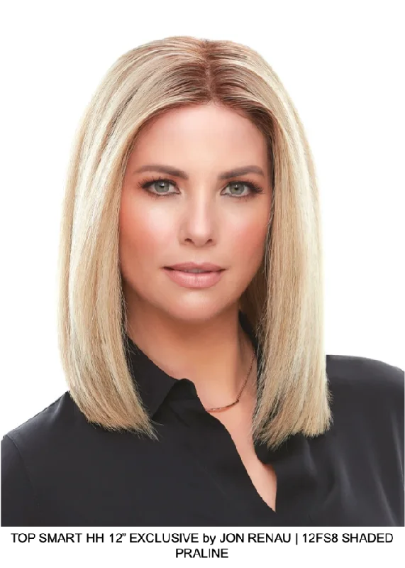 Human - hair wig with a curly texture for a bold and stylish choiceTop Smart HH 12" Lace Front Remy Human Hair Exclusive Topper (Mono Top)