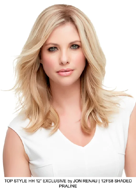 Human - hair wig with a side - part for a more flattering appearanceTop Style HH 12" Remy Human Hair Topper (Mono Top)