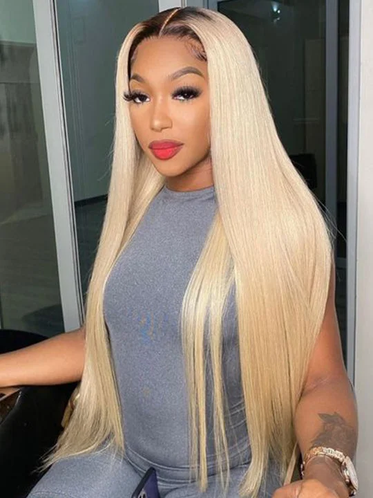 Colored wig with a 150 - density for a full and thick appearance1b/613 Ombre Blonde Wig 13x4 Lace Front Human Hair Wigs Brazilian Straight Hair