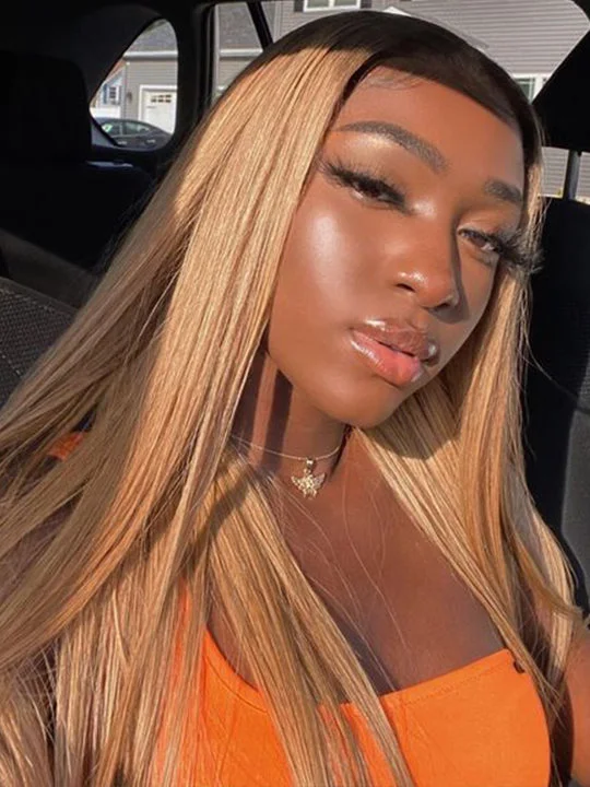 Colored wig with a straight texture for a sleek and minimalist look#27 Light Brown Wig 5x5 13x4 13x6 Lace Front Wigs Brazilian Straight Human Hair Wigs