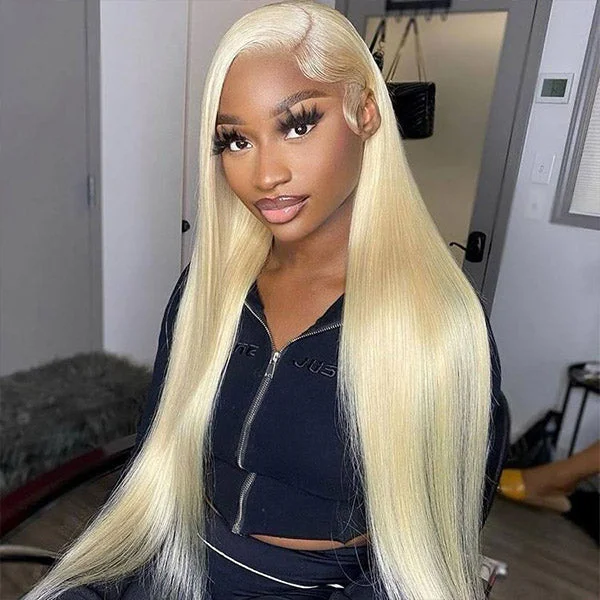 Colored wig with a red - orange hue for a warm and energetic lookMslynn 613 Blonde Wig Stright 13x6 Lace Frontal Human Hair Transparent Lace Wig