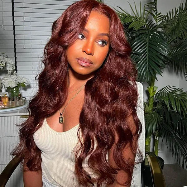 Colored wig with a silver - grey color for a trendy and cool - toned lookMslynn Body Wave Glueless 5×5 Pre-Cut Hd Lace And 13X4 Lace Wig #33 Reddish Brown Wig