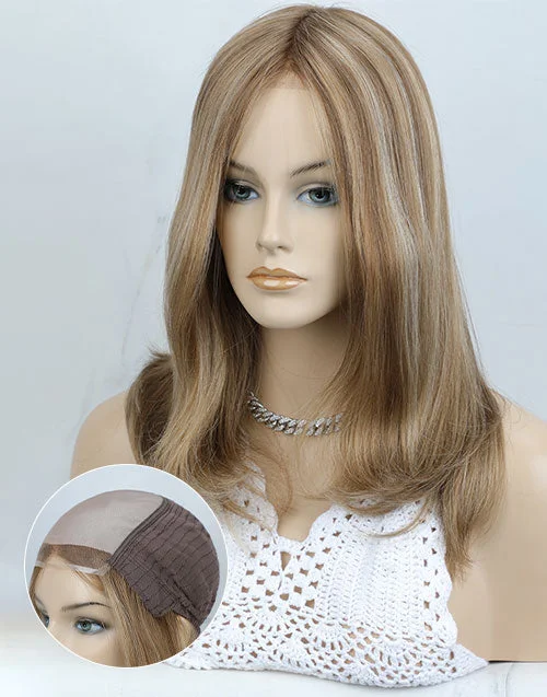 Colored wig with a 150 - density for a full and thick appearanceCustom Made 5x5.5 Lace With Mono Top Blonde Highlights 8/24/27-8R Human Hair Wig