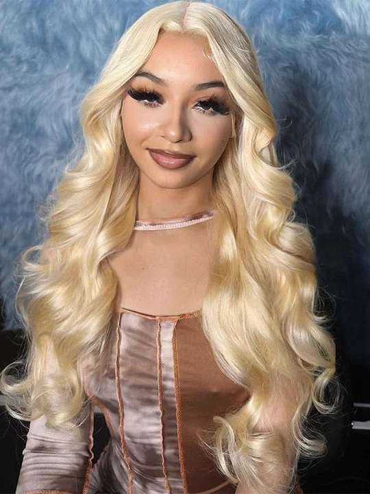 Colored wig with a wispy fringe for a soft and feminine look5*5 6*6 HD Lace Wigs 613 Blonde Hair 3D Body Wave Brazilian Virgin Human Hair Wigs