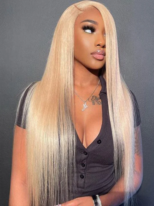 Colored wig with a purple - violet shade for a regal and elegant look5*5 6*6 HD Lace Wigs 613 Blonde Hair Straight Brazilian Virgin Human Hair Wigs