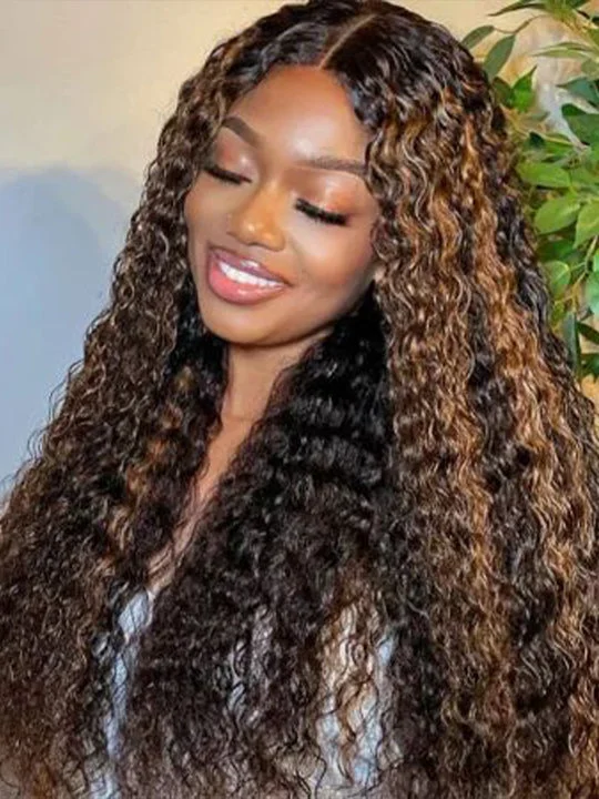 Colored wig with a silk - base cap for a comfortable and smooth feel5*5 Transparent HD Lace Wig Highlight Deep Wave Wig Brazilian Virgin Human Hair Wigs