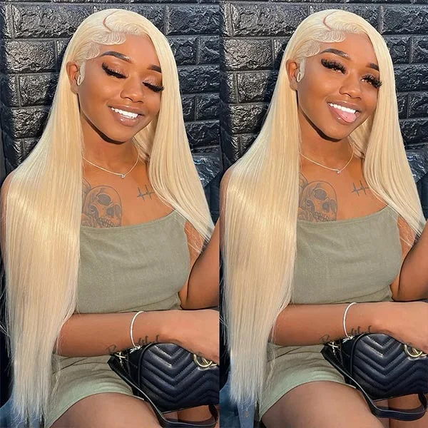 Synthetic colored wig with a heat - resistant formula for easy styling613 Blonde Wig 5X5 Lace Closure Wig Straight Wig Colored Human Hair Wigs