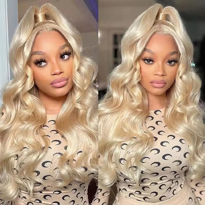 Colored wig with a straight texture for a sleek and minimalist look613 Blonde Body Wave Human Hair 13x4 13x6 Lace Front Wig