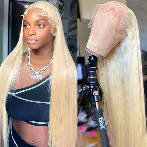 Colored wig with a pre - plucked hairline for a more natural lookHairsmarket 613 Blonde Human Hair Wig Barbie Doll Wigs 13x4 Lace Front Wig Glueless 613 Straight Lace Wigs