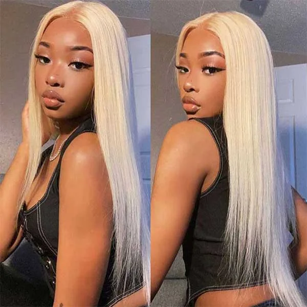 Colored wig with a wavy texture for a beachy and fun lookMslynn 613 Blonde 4x4 Lace Closure Wig Human Hair Wigs Pre Plucked Straight Human Hair