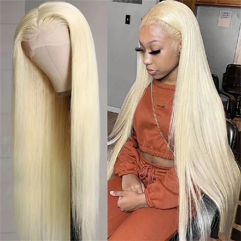 Colored wig with a straight texture for a sleek and minimalist lookHairsmarket 613 Blonde Lace Front Wig Straight Human Hair Wig 13x4 Lace Frontal Wig 36 Inch Barbie Blonde Wig