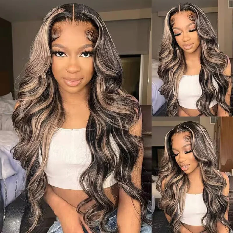 Colored wig with a natural - looking root for a more realistic lookAiry Cap | Wear Go Balayage Highlight Body Wave Pre Cut 7x5 HD Lace Glueless Wig