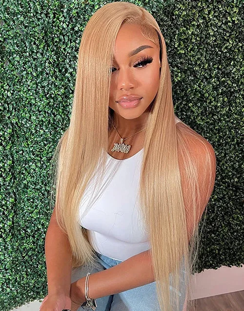 Colored wig with a wavy texture for a beachy and fun lookAsh Blonde 13x6 Lace Straight Human Hair 13x4 Lace Frontal Glueless Wig